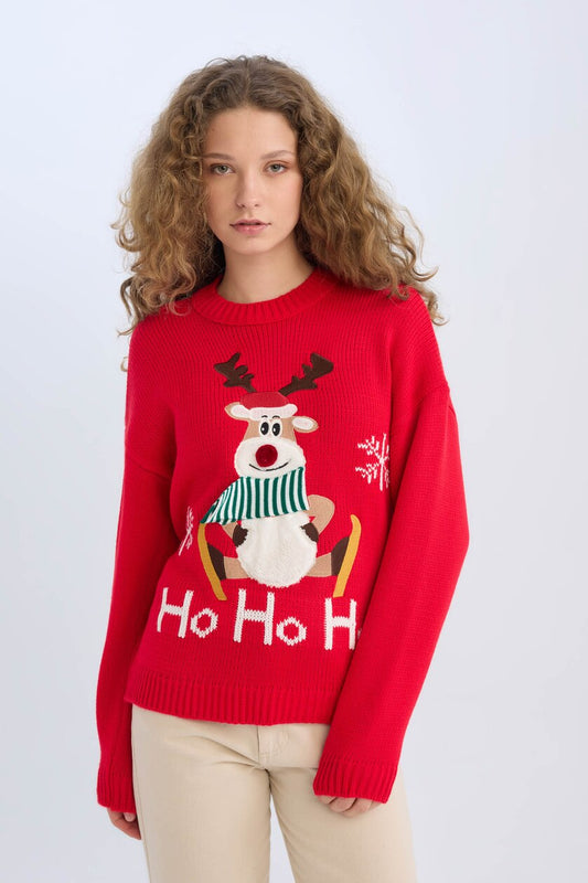 CHRISTMAS THEMED ZIPPERED PULLOVER - Medium