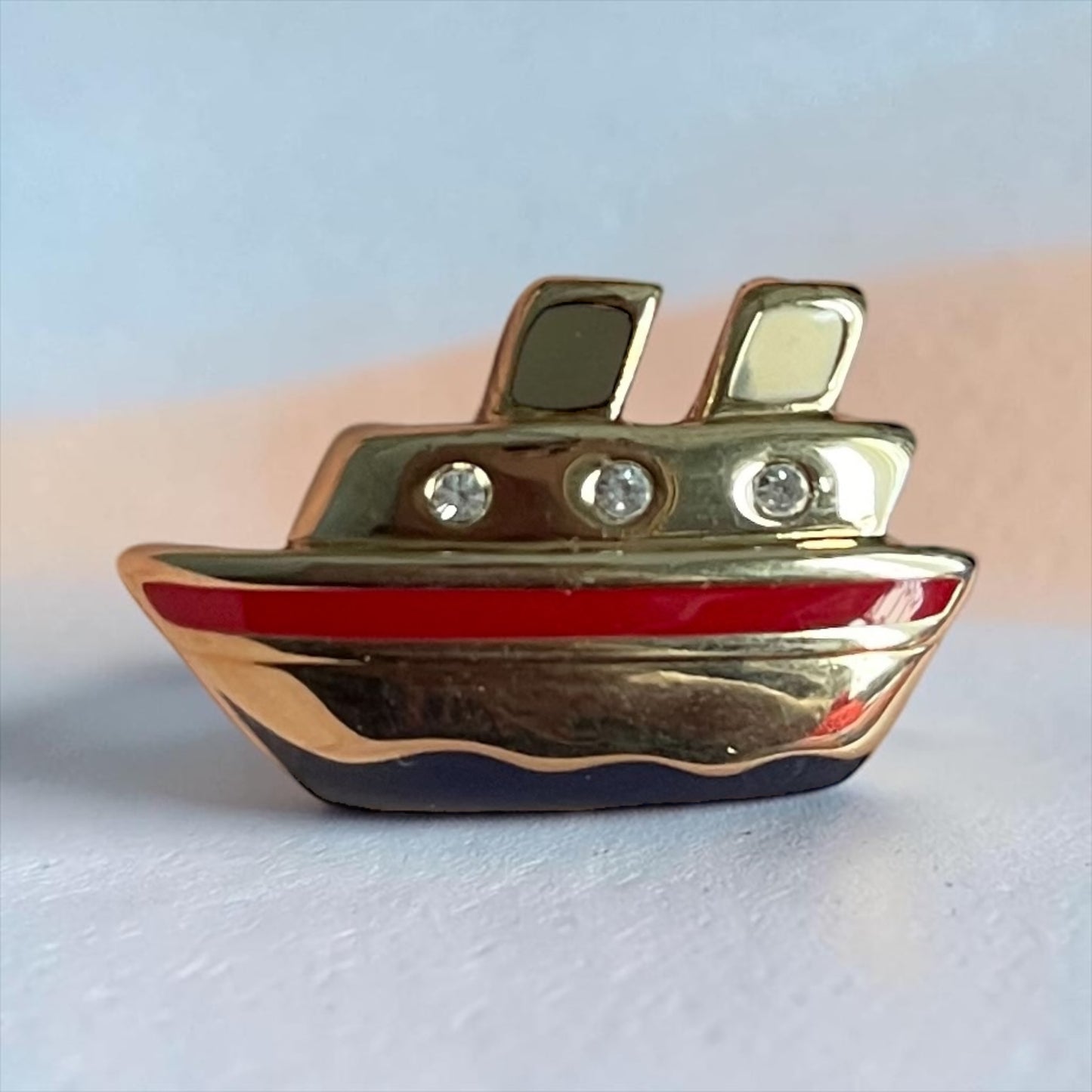 Vintage Cruise Ship Brooch Pin – Gold Nautical Style Brooch