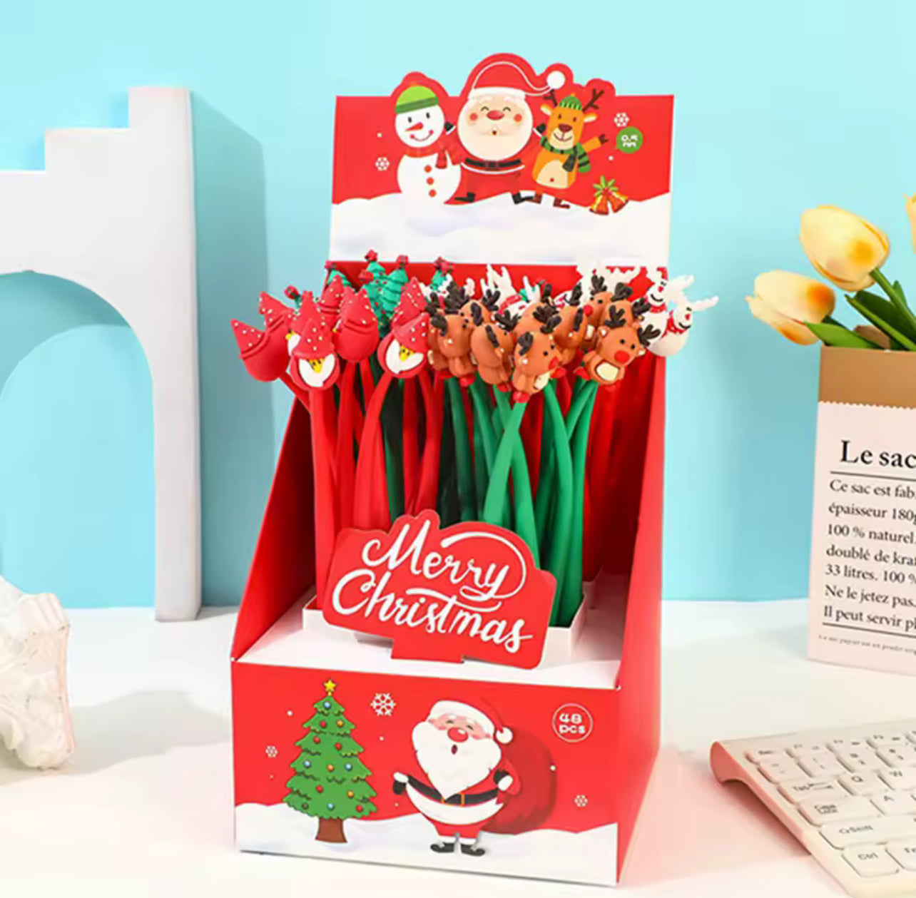 Cartoon Gel Pen Children Elk Snowman Santa Claus Party Gifts Christmas Gifts School Prizes New Year Present