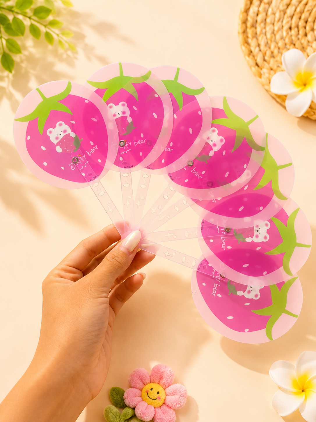 Cute Fruit & Bear Folding Hand Fan for Kids – 6 Fun Designs