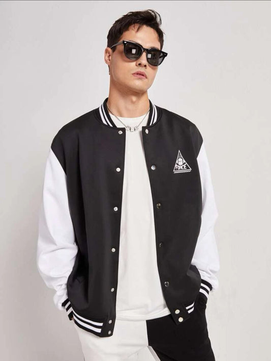 SHEIN Manfinity Men Color Block Letter Graphic Drop Shoulder Varsity Jacket - XL