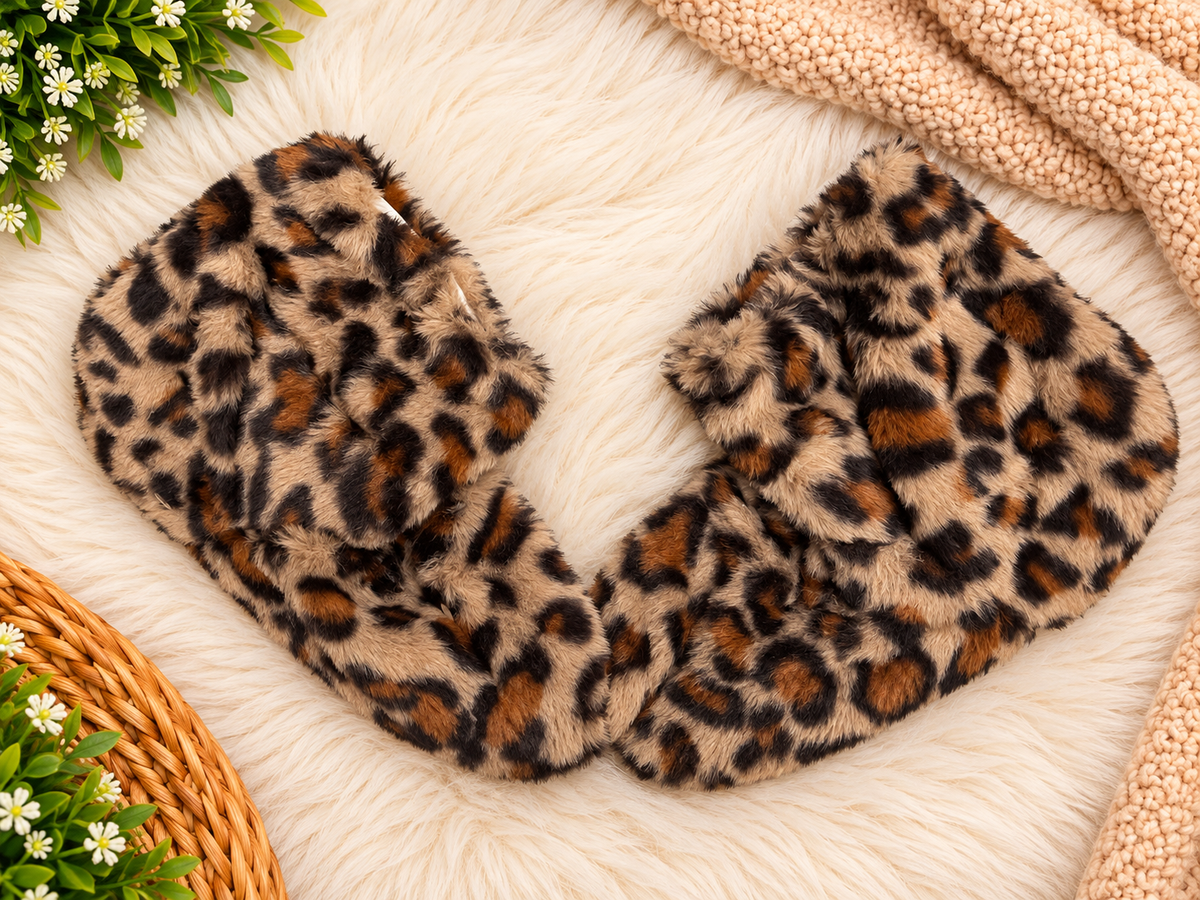 Women’s Plush Leopard Print Fuzzy Socks – Non-Slip Cozy Home Socks - Free Size