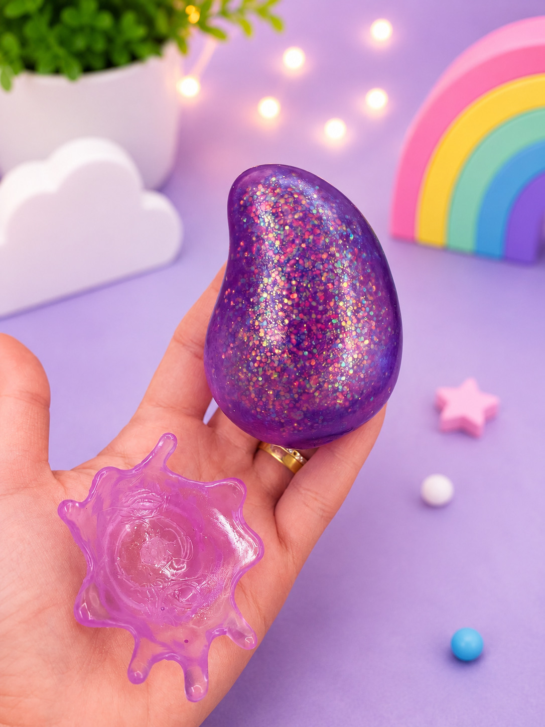 Glittery Egg Squishy Sensory Toy – Super Soft Squeeze Toy