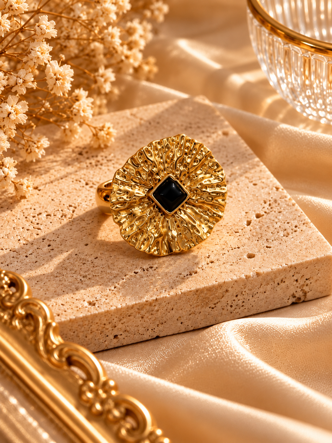 Gold Stainless Steel Statement Ring