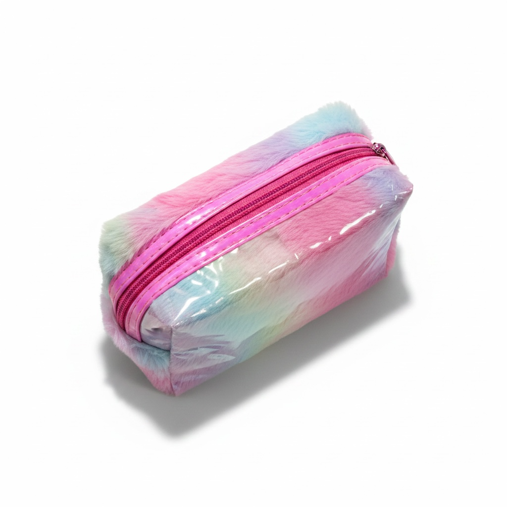 Pastel Fluffy Glitter Makeup Bag