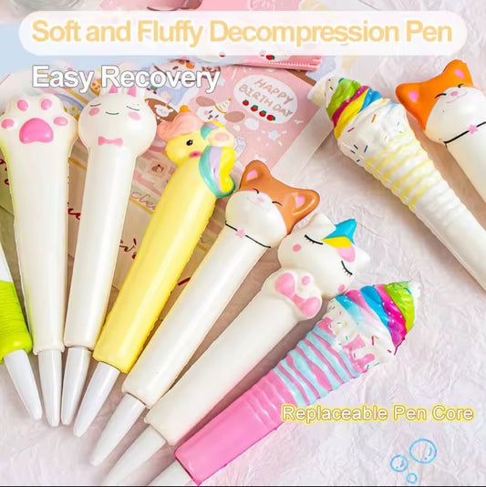 1Pcs Cute Soft Gel Pen Kawaii Decompression Pen Stationery Office School Supply Lovely Cartoon Pen Sponge Slow Rebound Gel Pen