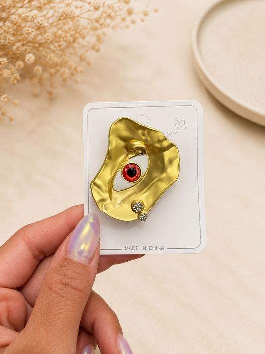 Golden Evil Eye Statement Brooch Pin