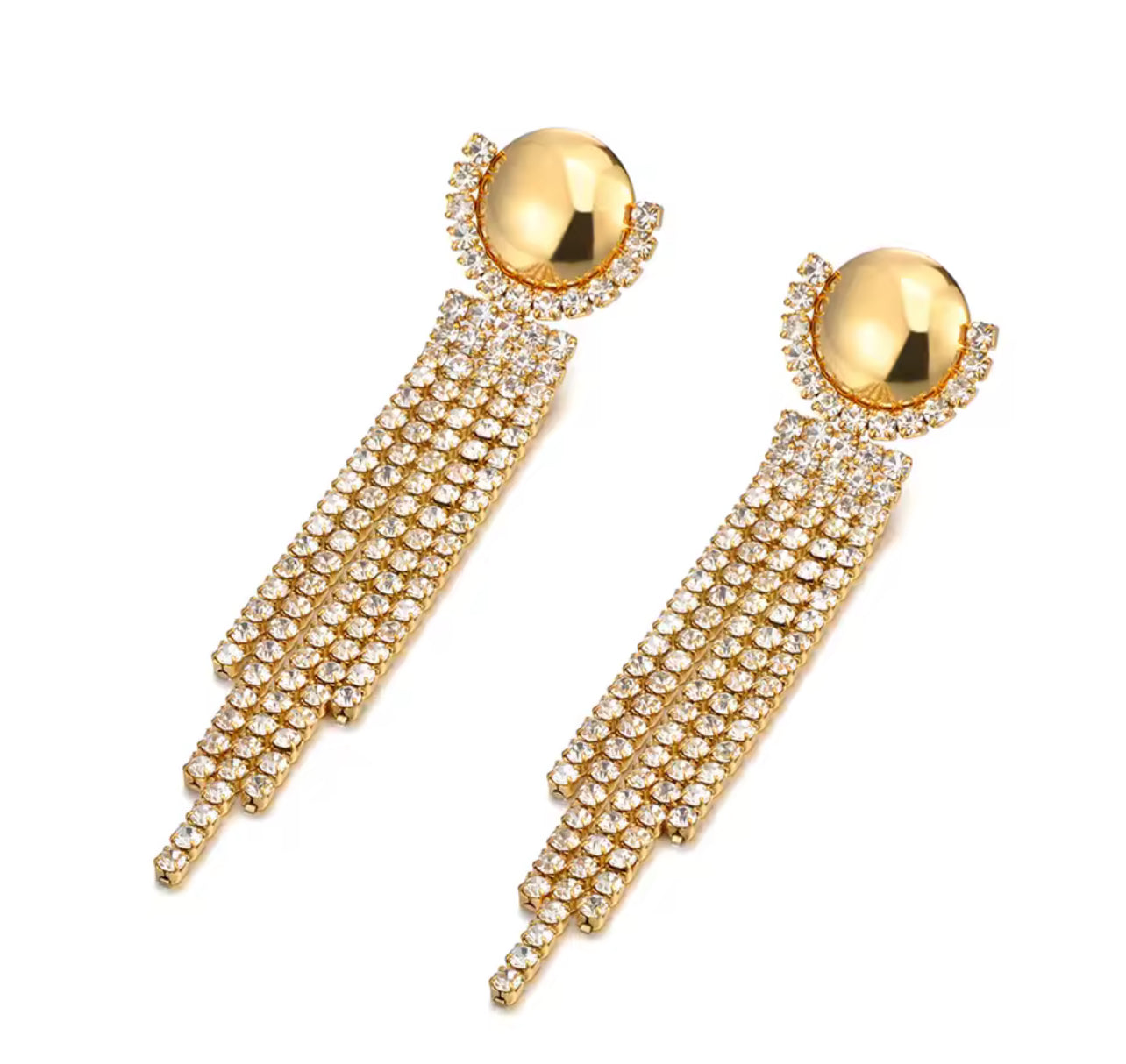Fashion Style Crystal Chain Tassel Earrings For Women Stainless Steel Wedding Jewelry Bridal Engagement Earrings
