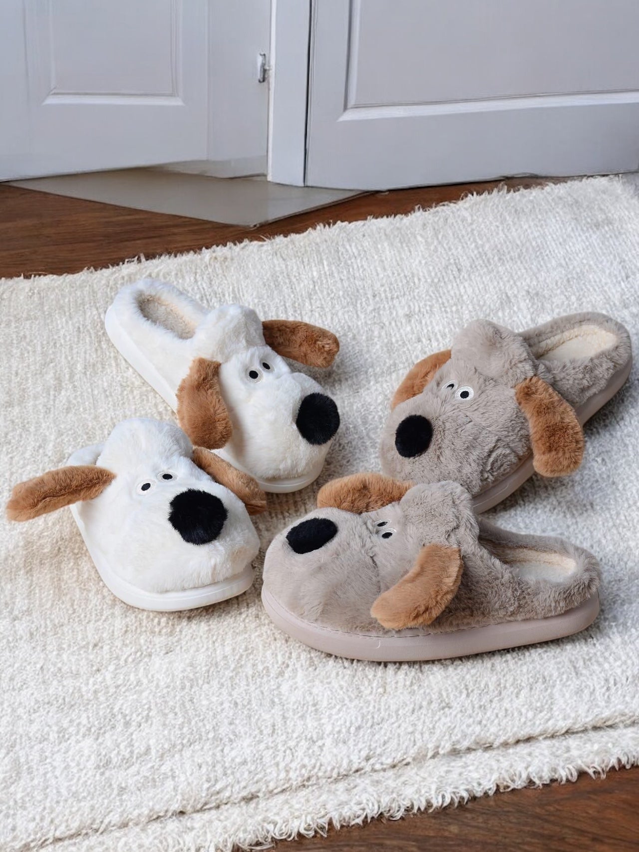 Cute Dog Women Home Soft Sole Cotton winter Slippers Cartoon Fluffy Slippers Female Winter Slides Ladies Plush Indoor Flats Flip Flops