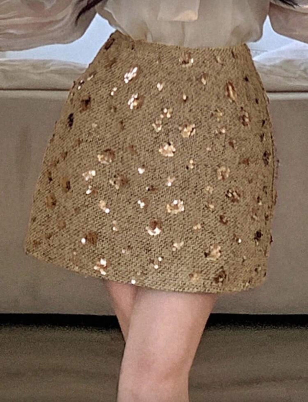 DAZY Women's Elegant Sequin Embellished Bodycon Mini Skirt, Autumn Winter Women Skirts Carnival - Medium