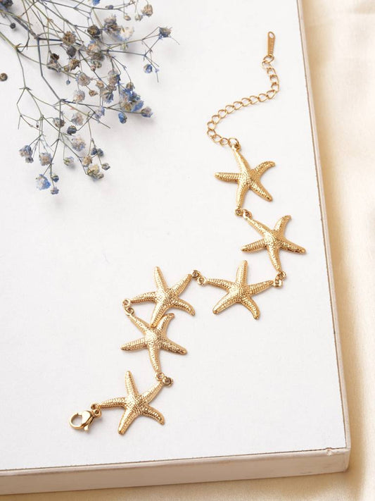 Golden Starfish Charm Bracelet – Coastal Chic Stainless Steel