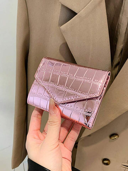 1-Piece Women's Stylish Glossy Crocodile Pattern Wallet, Compact And Exquisite, Easy To Carry, An Excellent Choice For Gifts