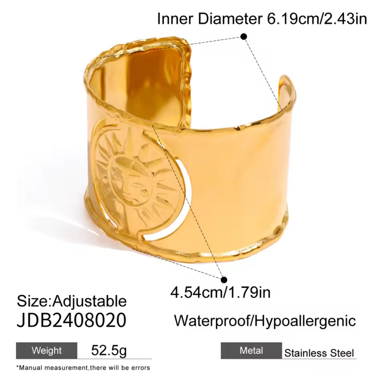 Uworld Sunburst Cuff Bangle Bracelet Stainless Steel Gold Color Texture Fashion Chic Jewelry Gala Gift Waterproof