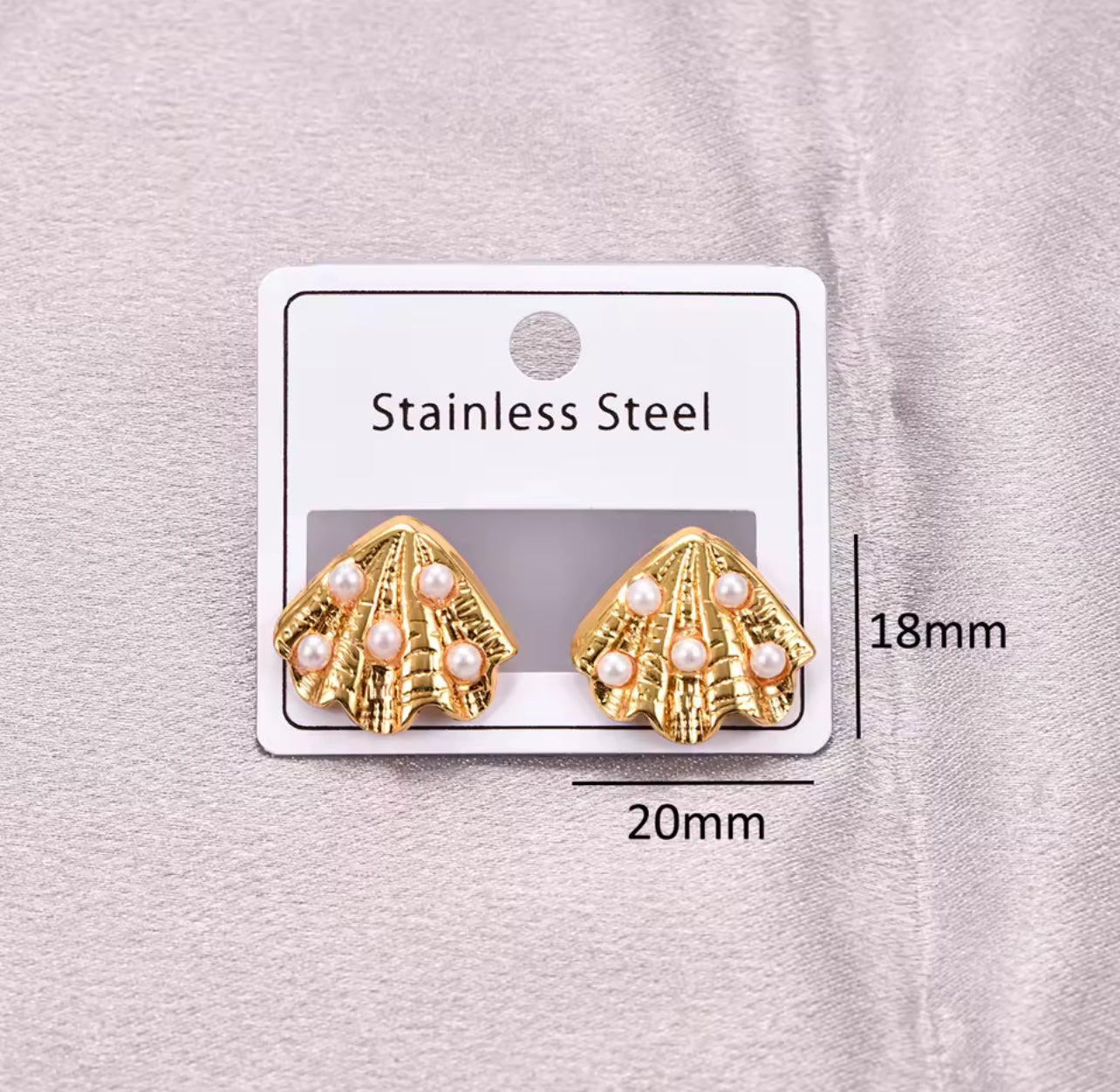 316L Stainless Steel Scallop Pearl Earrings for Women New Fashion Waterproof Ear Studs Jewelry