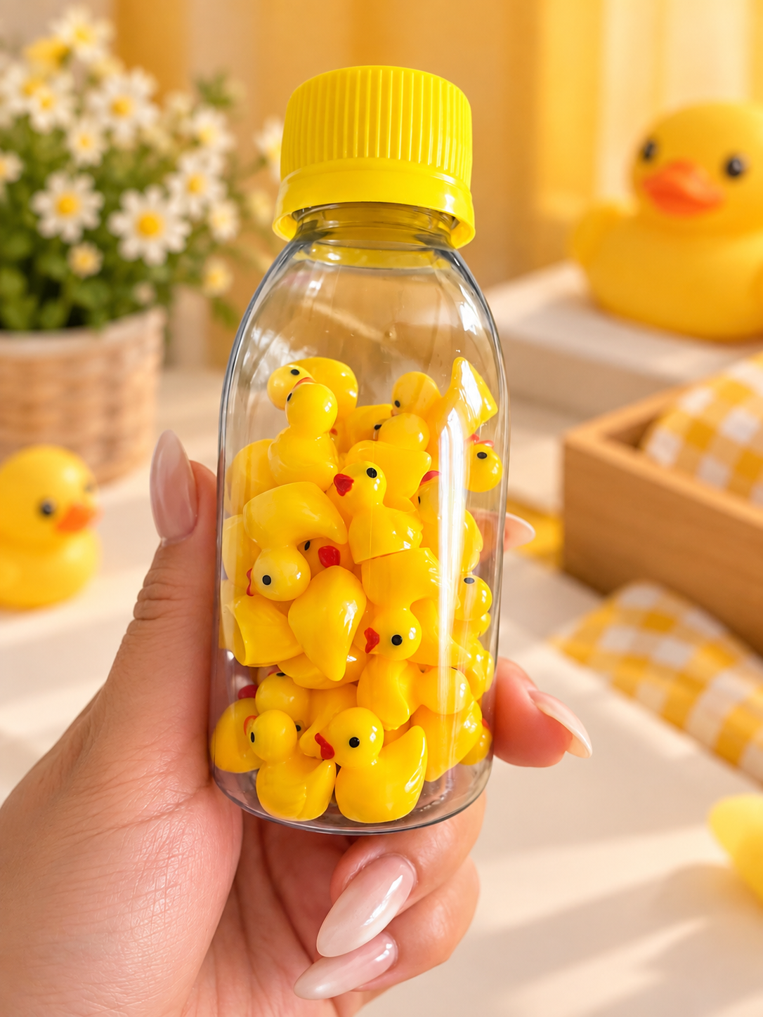 Mini Yellow Duck Figurines – 50 Pieces Jar | Cute Craft & Decoration Charms