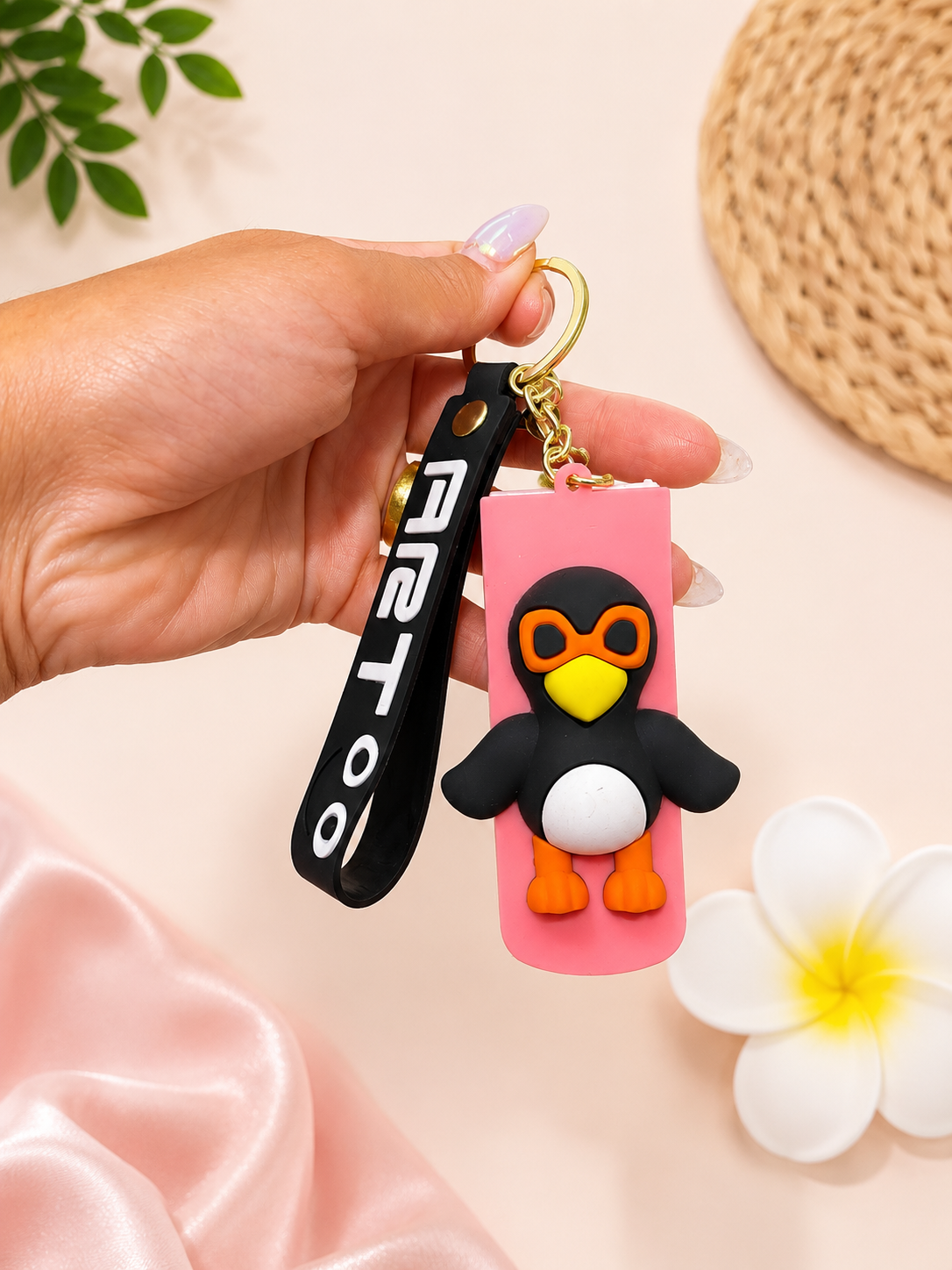 Cute Cartoon Character Keychain with Mini Comb & Mirror