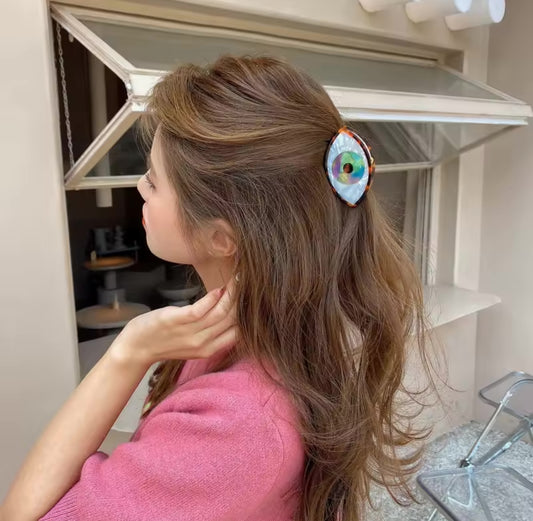 Acetate Hair Claw Clips Geometric Blue Eyes Vintage Ins Medium Size Colorful Clamps Eye Grab Women Hair Accessories Advertise