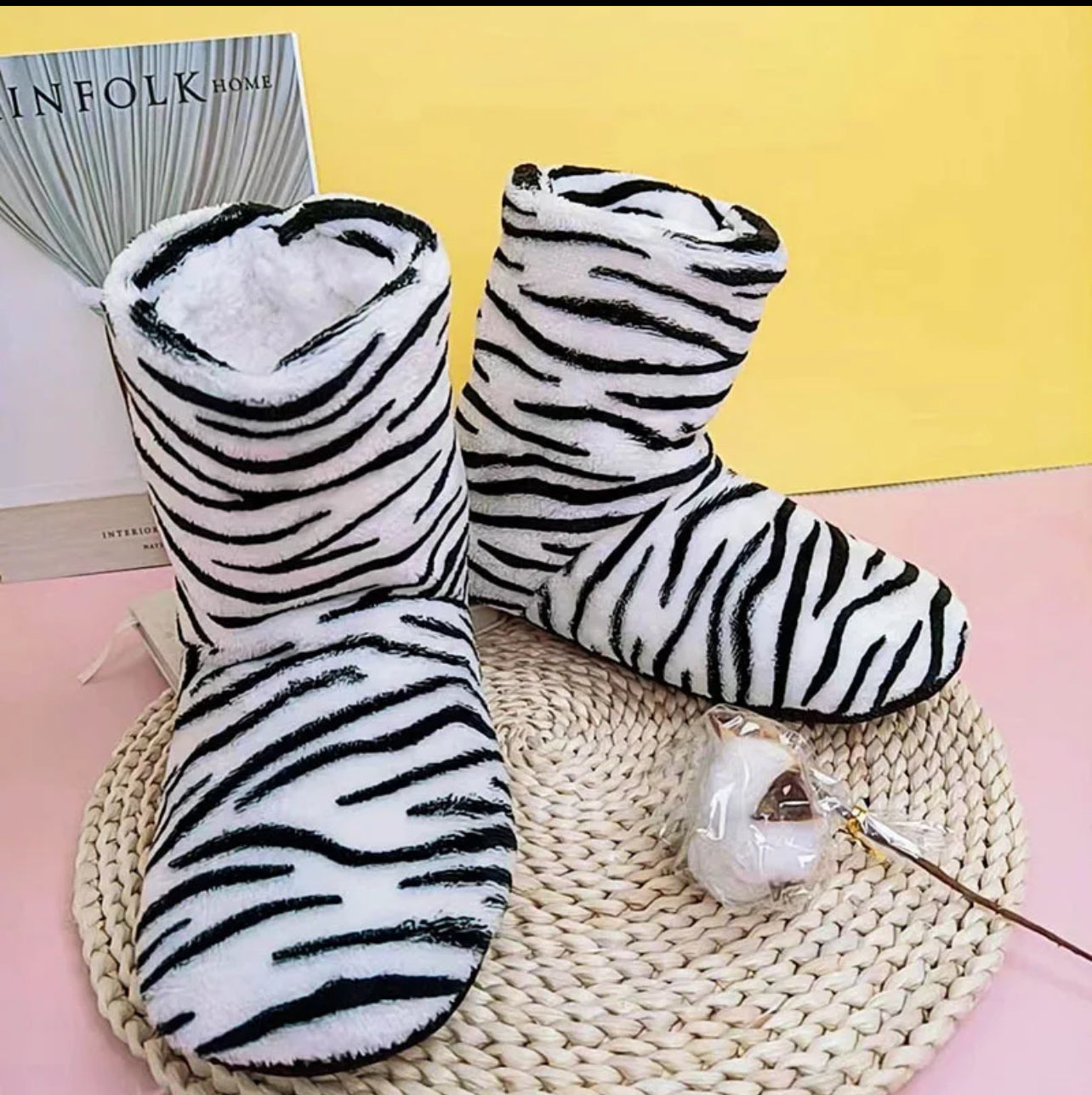 Lady Cozy Toes Animal Zebra Indoor Winter Slippers Women
Boots