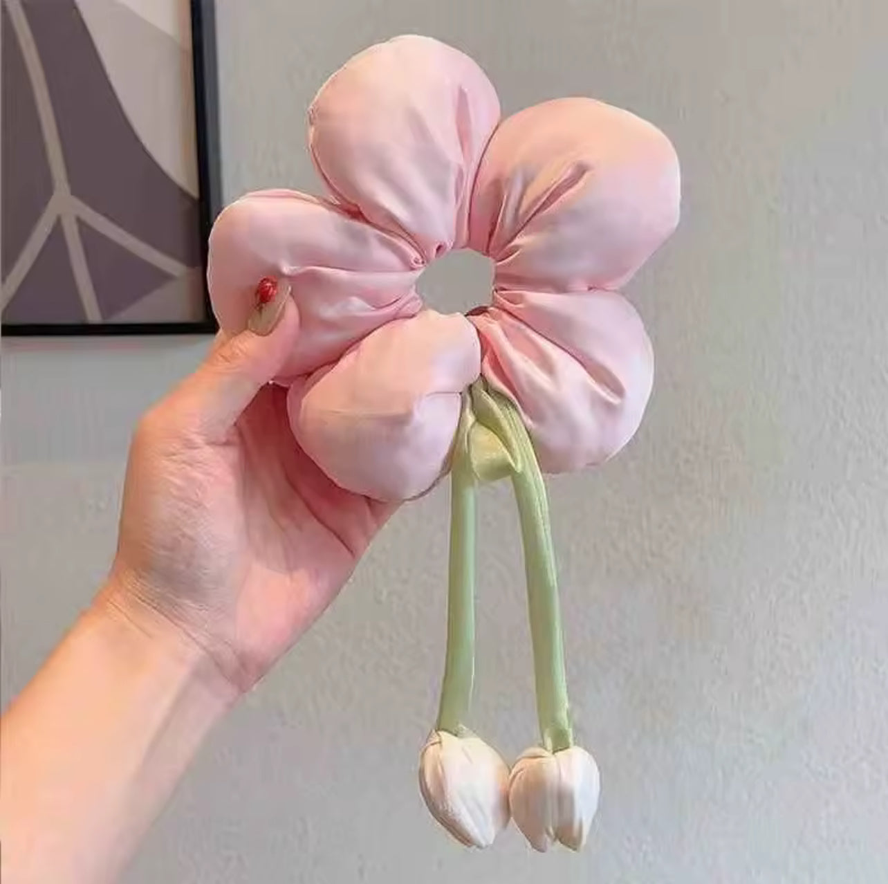 Cute Sponge Tulip Flower Scrunchie For Girls Sweet Hair Band Rubber Band Hair Tie Lovely Hair Accessories