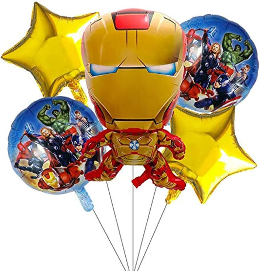 5PCs Ironman Themed Birthday Decorations Non inflated Foil Balloon for Ironman Birthday Decoration Balloon Birthday Decoration Balloons Party Decorations for Avengers Party Decoratio