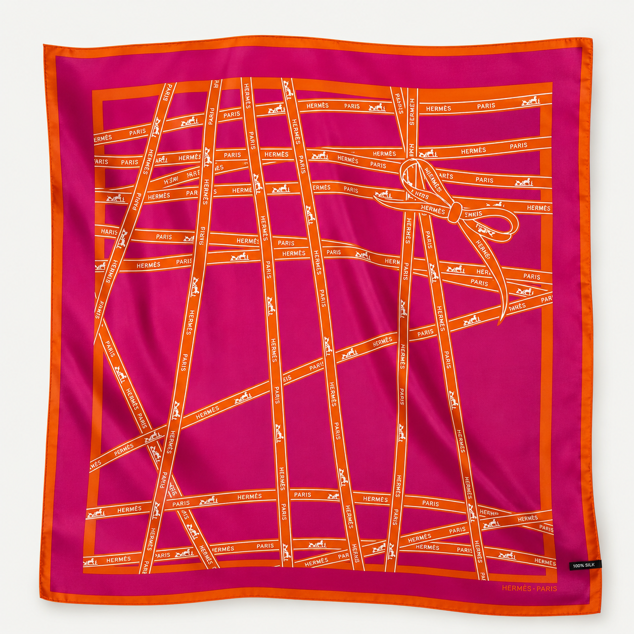 ✨ Luxury Pink & Orange 100% Silk Scarf – Elegant Square Satin Scarf