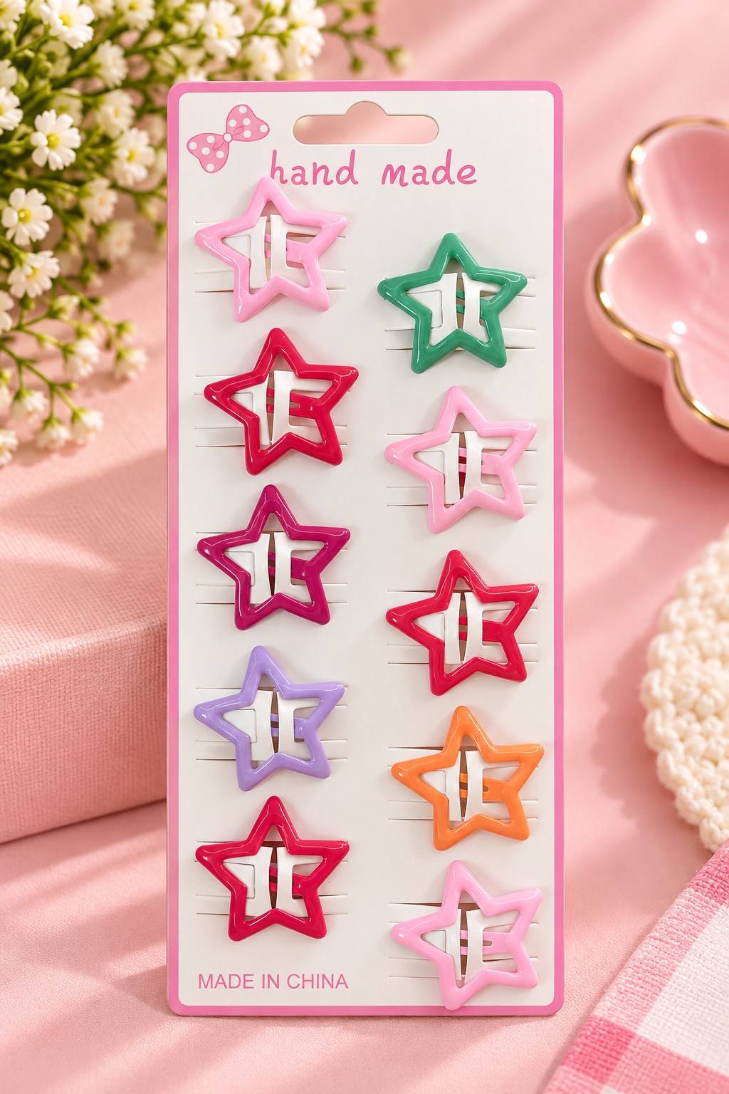 Colorful Star Hair Clips for Girls – 10 Pieces