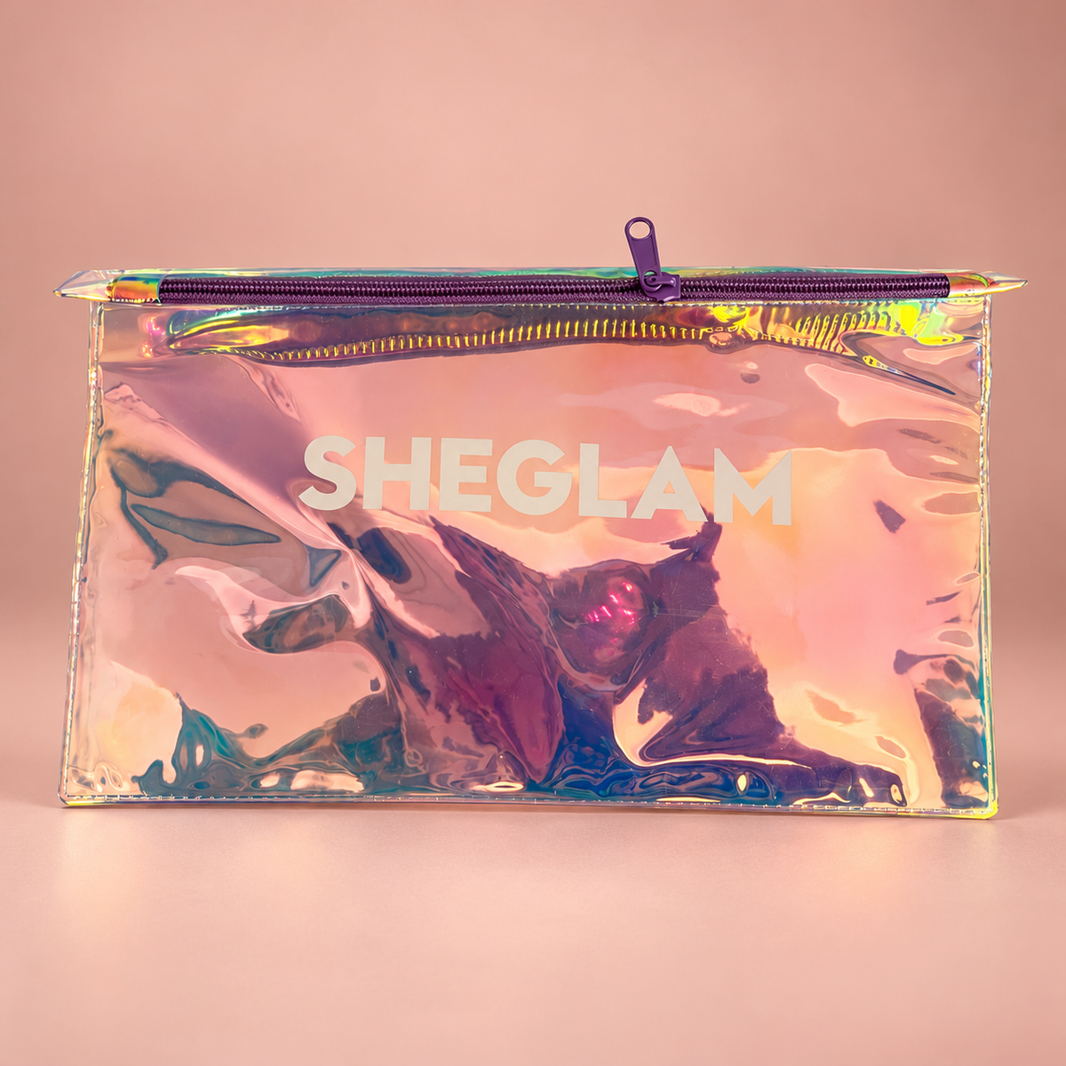 SHEGLAM Iridescent Holographic Cosmetic Pouch – Rainbow Makeup Bag