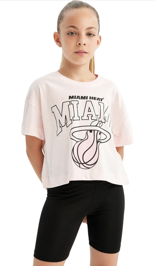 DeFacto Girls Waist - Lenght Crop Top Short SleeveKnitted Short Sleeve Body C5772A8 Short Sleeve Body - 8 Years