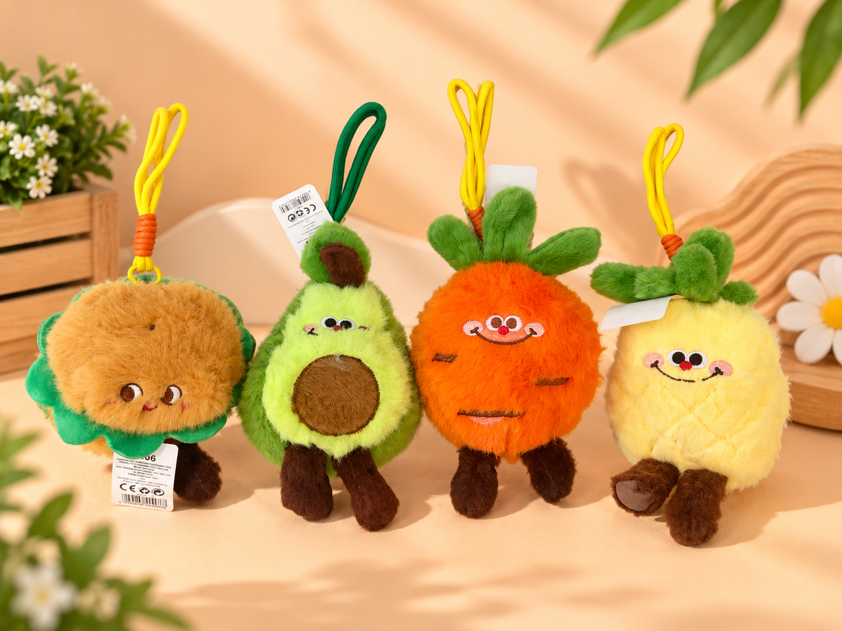 Cute Plush Fruit & Food Keychain – Adorable Bag Charm