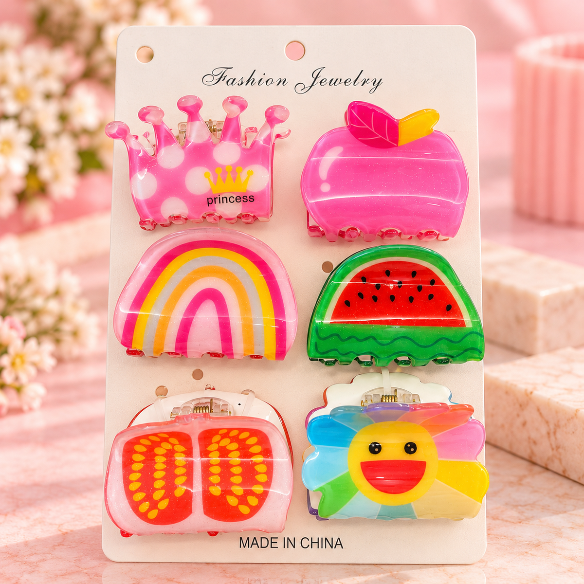 Cute Colorful Hair Claw Clips – Set of 6