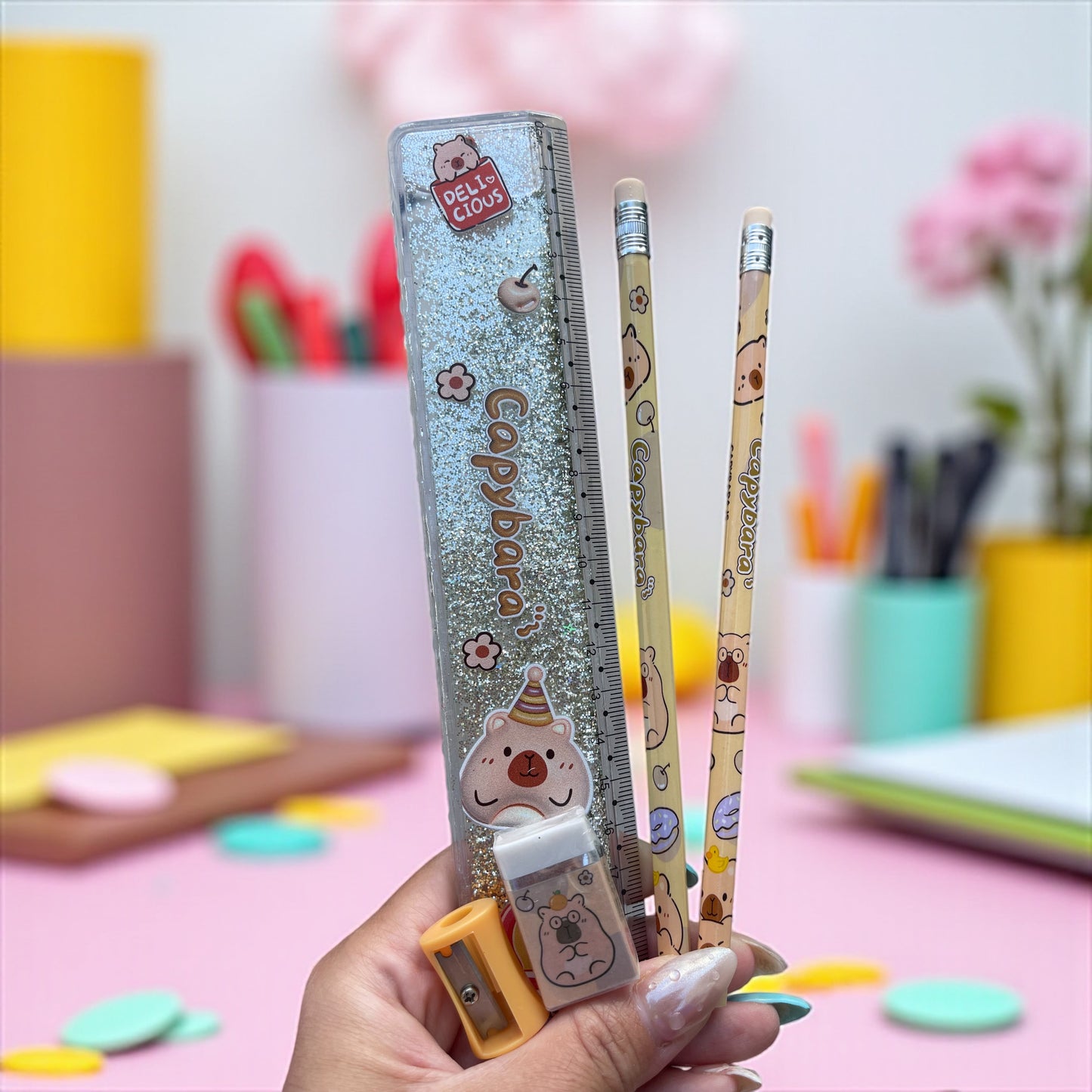 5Pcs Cartoon Lovely Capybara Stationery Set