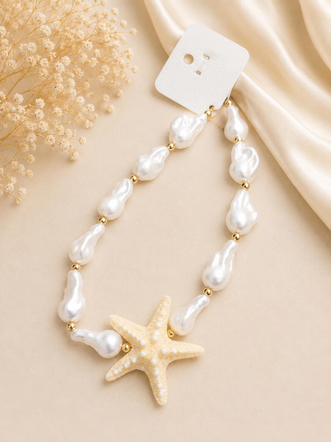 Ocean Pearl Starfish Statement Necklace
