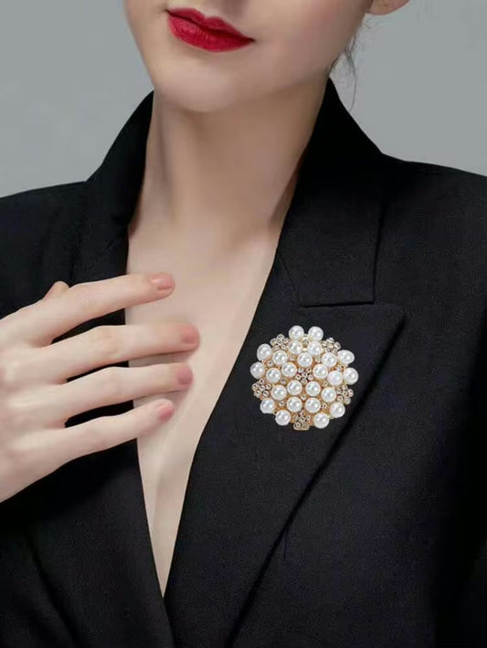 1pc Vintage Rhinestone & Pearl Embellished Brooch, Fashion Accessory Gift For Women, Graduation Ceremony