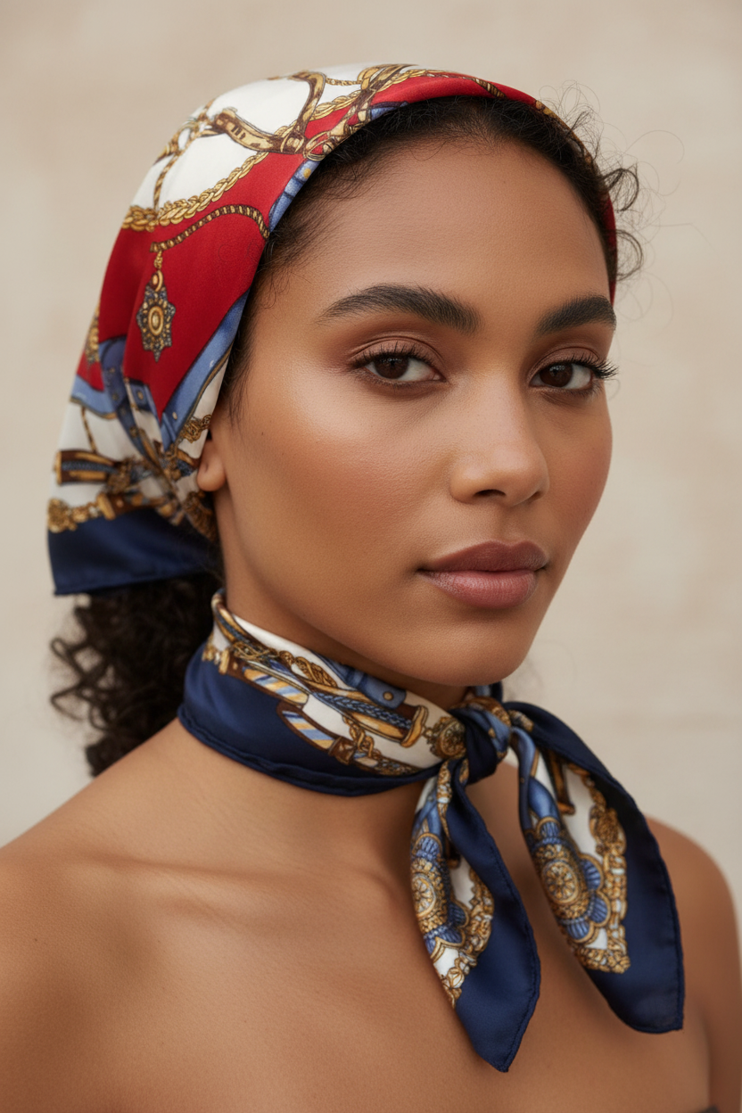 Chain print bandana for outdoor wear and travel