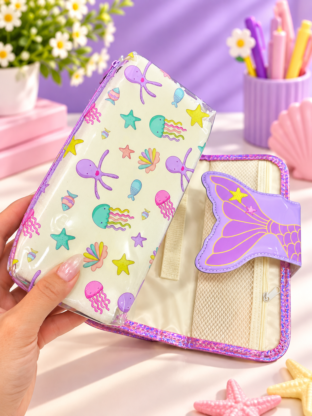 Kids’ Glitter Pencil Case – Mermaid, Butterfly & Football Designs