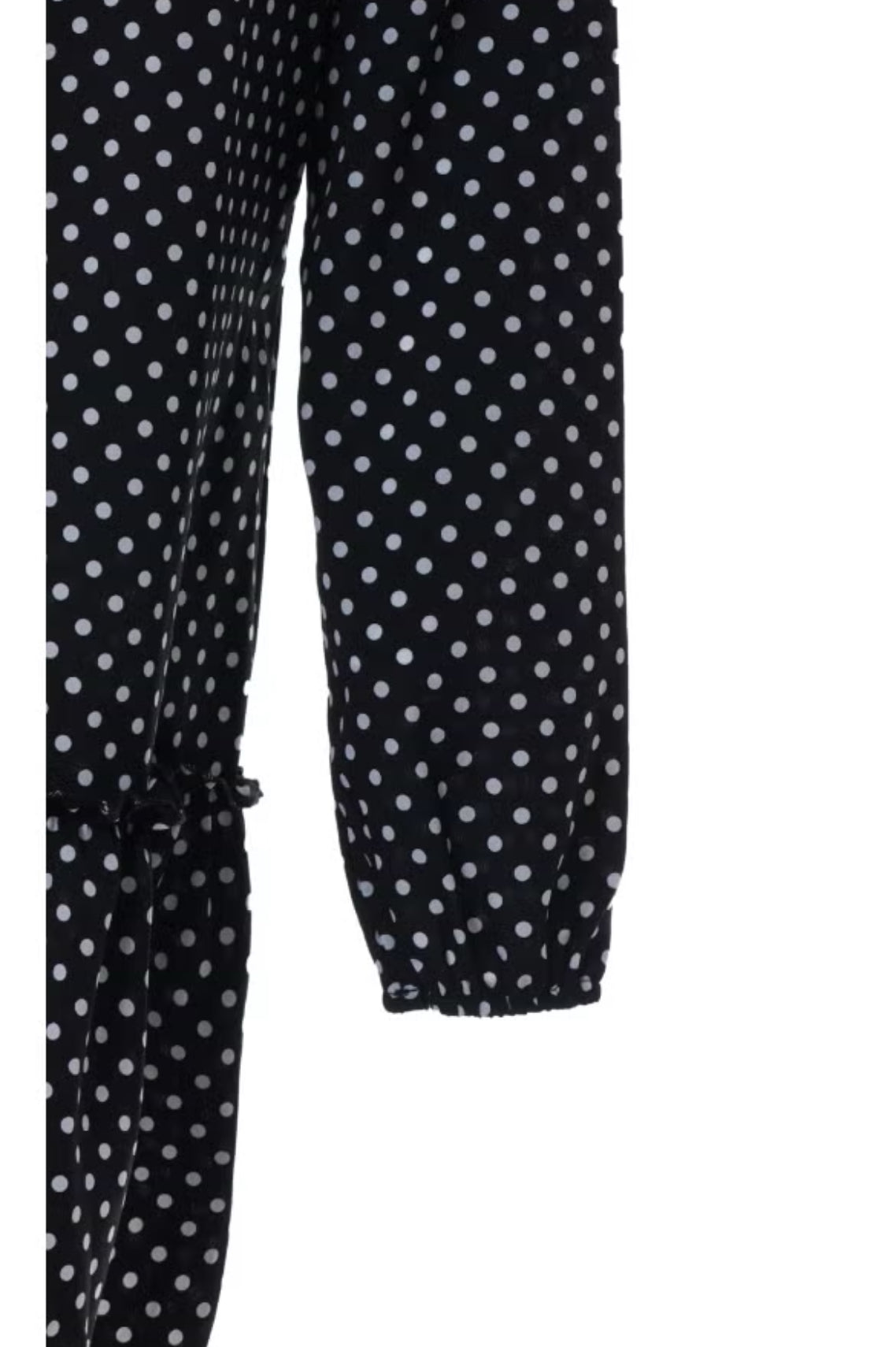 Aila Women's Dot Print Long Sleeve Falbala Bottom Hem Mini Dress Black - S