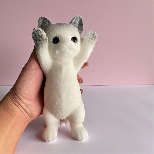 Cute Taba Squishy Cat Fluffy Sticky Realistic Cat Stress Relieving Toy Simulation Cats Doll Squeeze Gift for Kids Adults