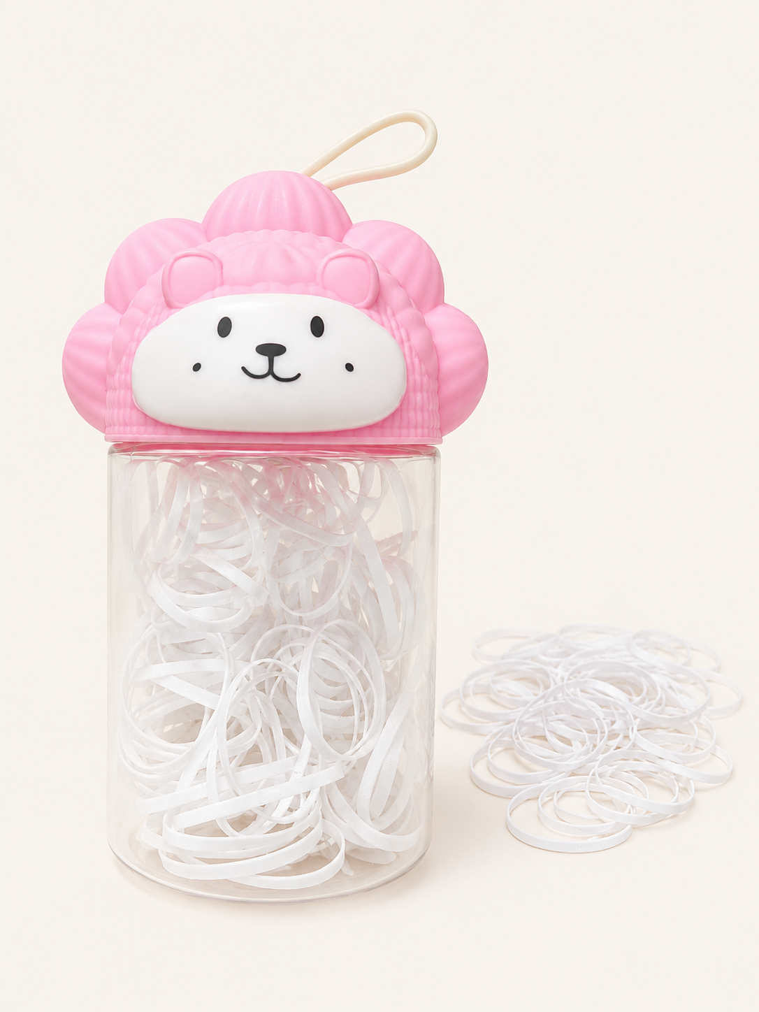 Random Hair Elastics jar – Soft White Hair Bands in Portable Storage Jar