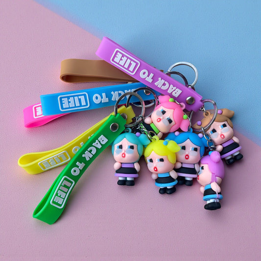 Cry Baby Keychain with “Back to Life” Strap – Colorful Silicone Charm