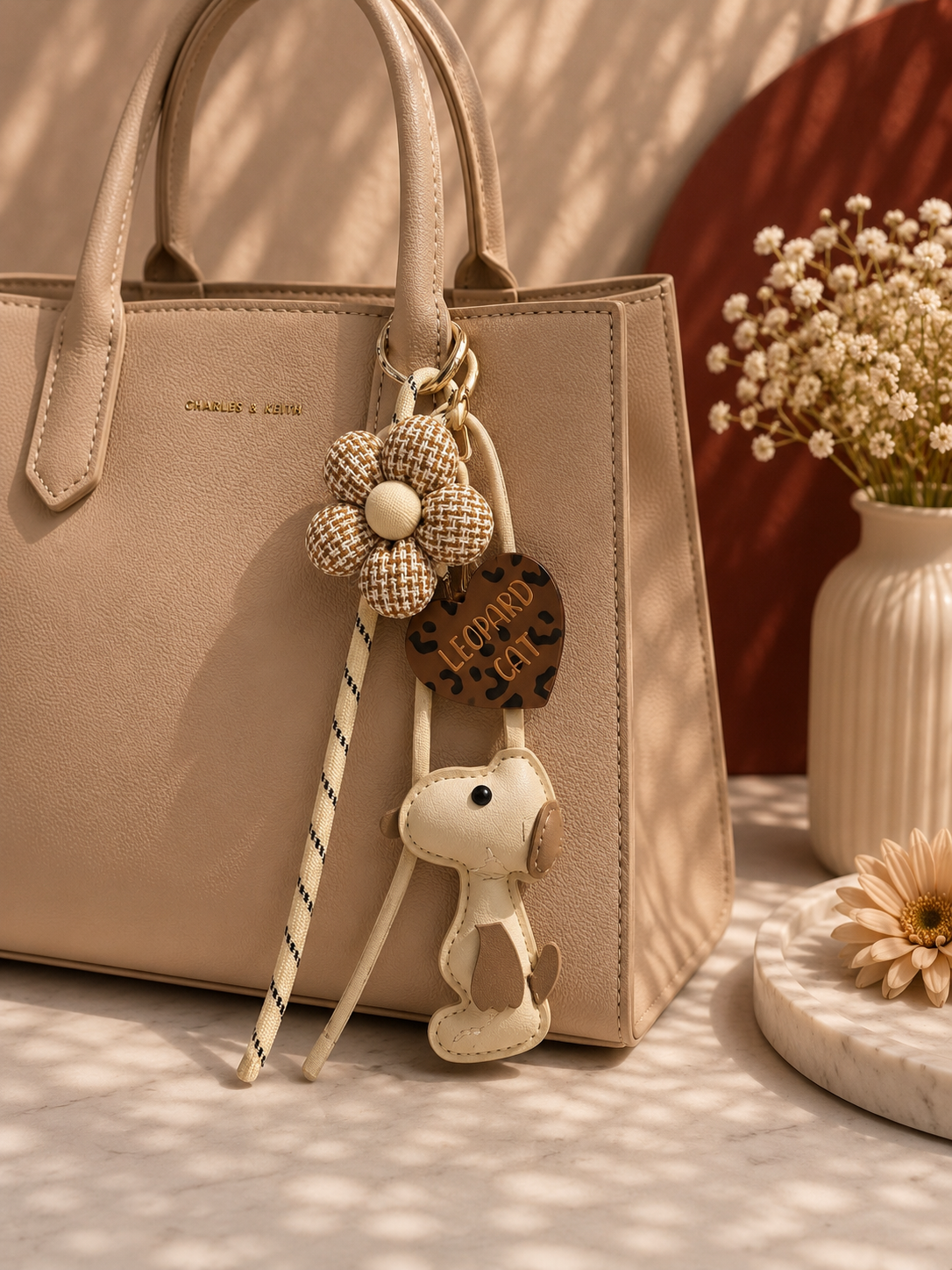 Daisy Puppy Bag Charm Keychain