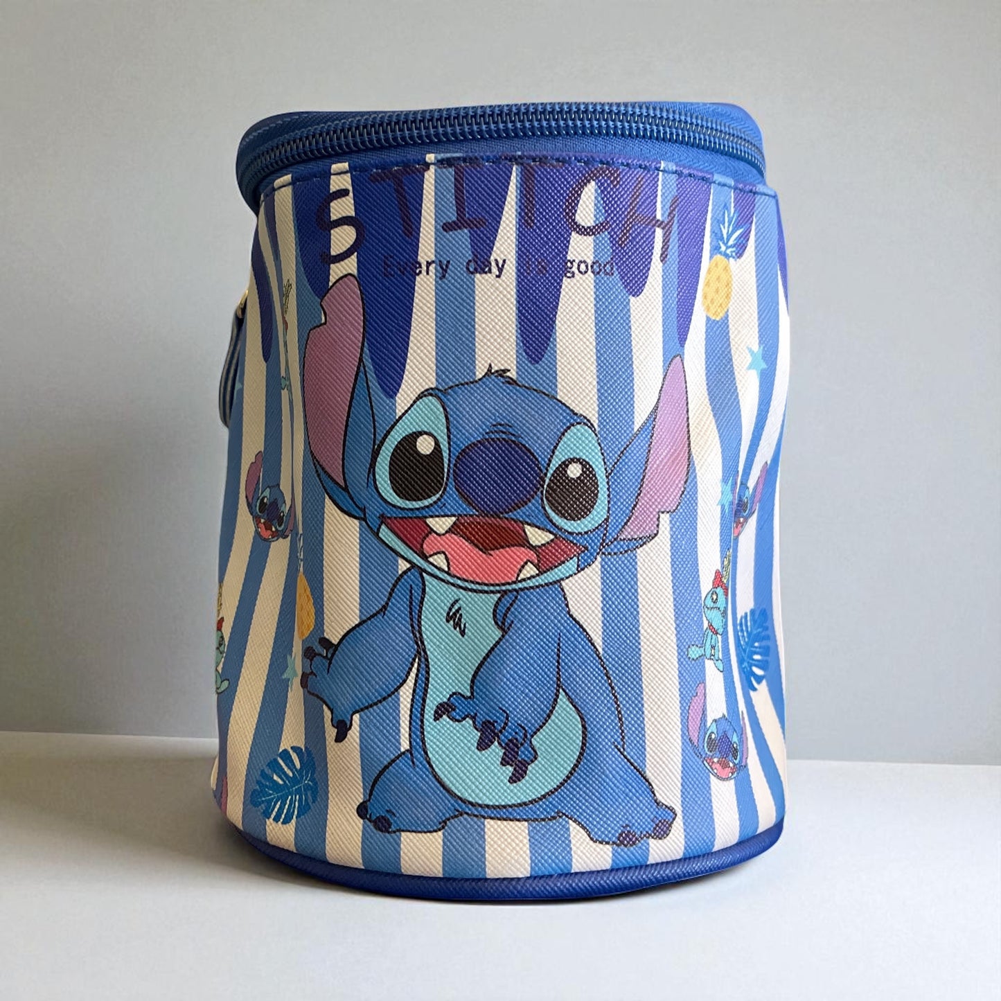 Stitch Cartoon Anime Pu Cylindrical Travel Storage Crossbody Bag Shoulder Bag
