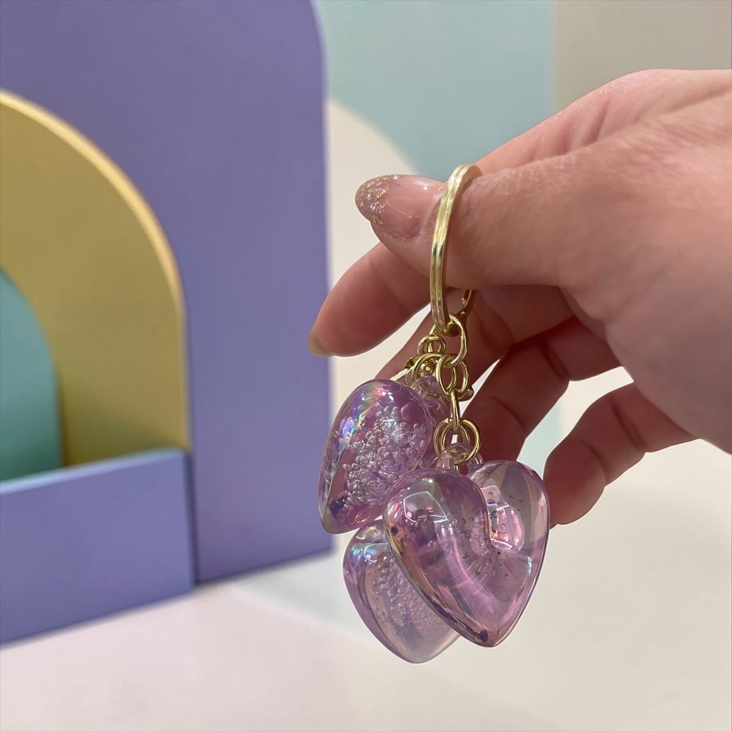 Crystal Heart Keychain – Cute Glitter Heart Bag Charm for Keys & Bags