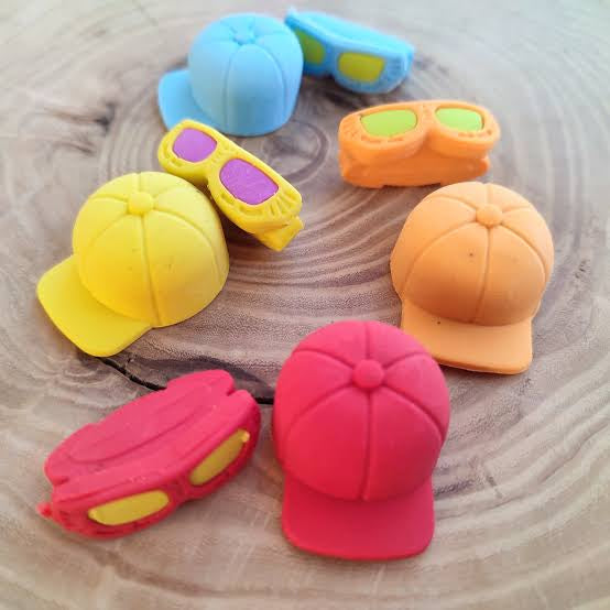 Cute Cap & Sunglasses Eraser Set – Fun Novelty School Erasers