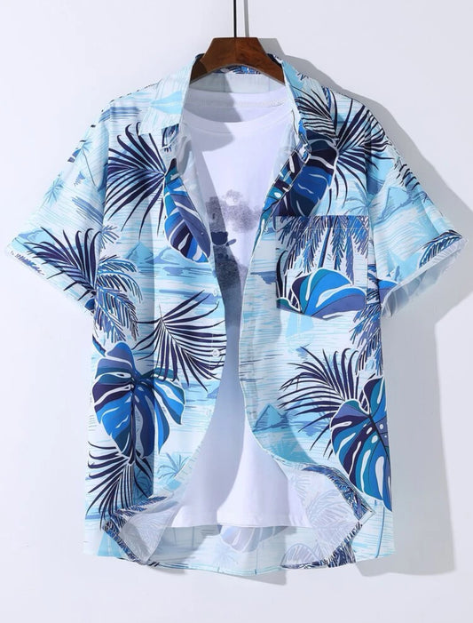 SHEIN Manfinity RSRT Men Tropical Print Button Up Shirt Without Tee - XL