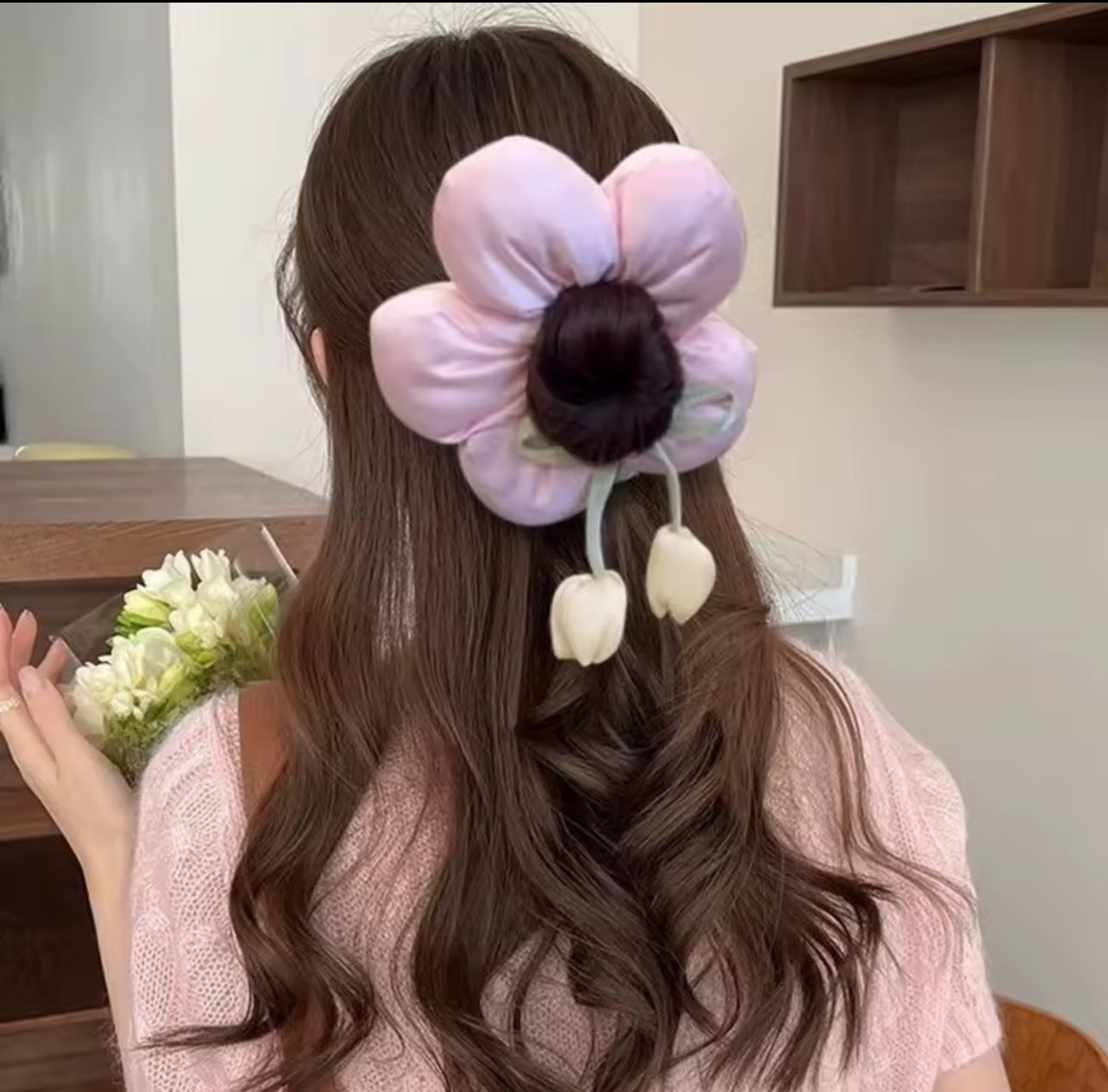Cute Sponge Tulip Flower Scrunchie For Girls Sweet Hair Band Rubber Band Hair Tie Lovely Hair Accessories