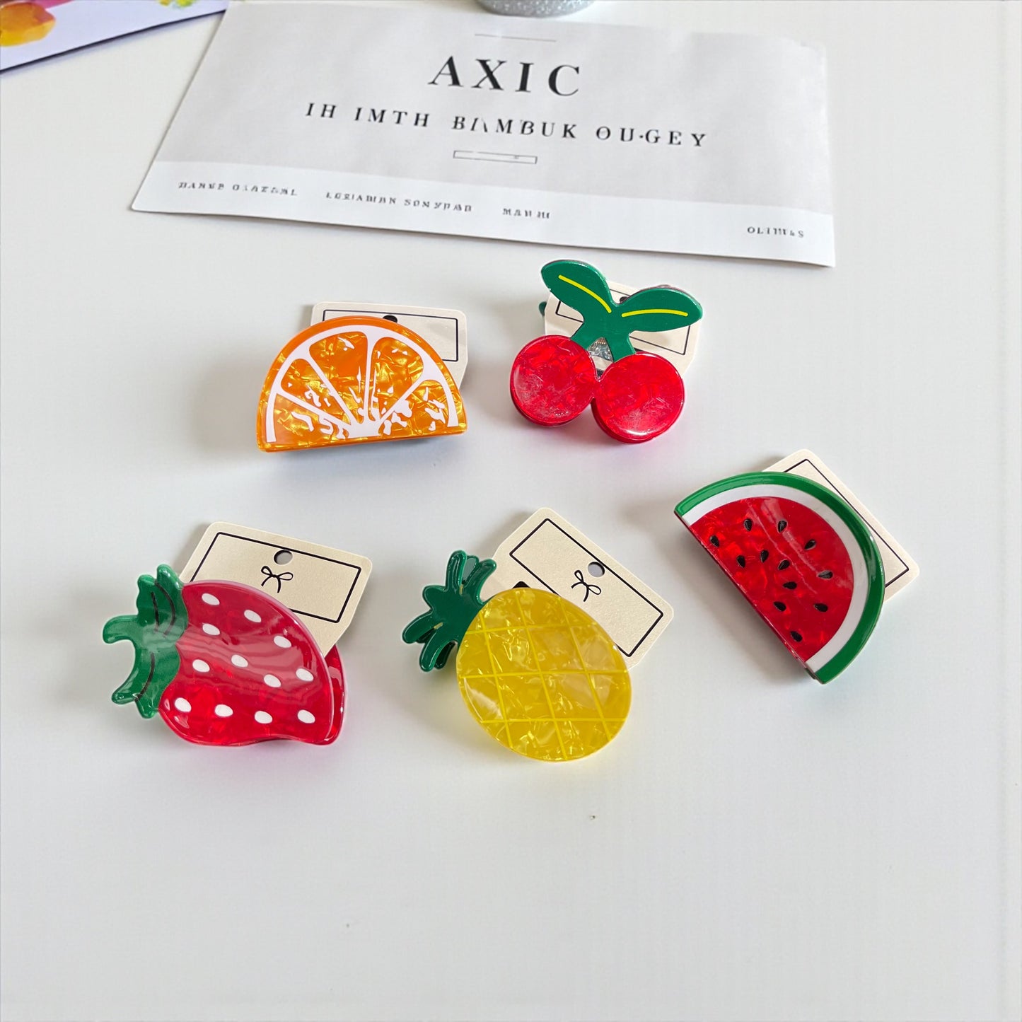 Fruit-Inspired Acrylic Hair Claw Clips - Vibrant Lemon, Strawberry, Watermelon & Pineapple Designs for Women - Sweet & Stylish Hair Accessories for Everyday Use