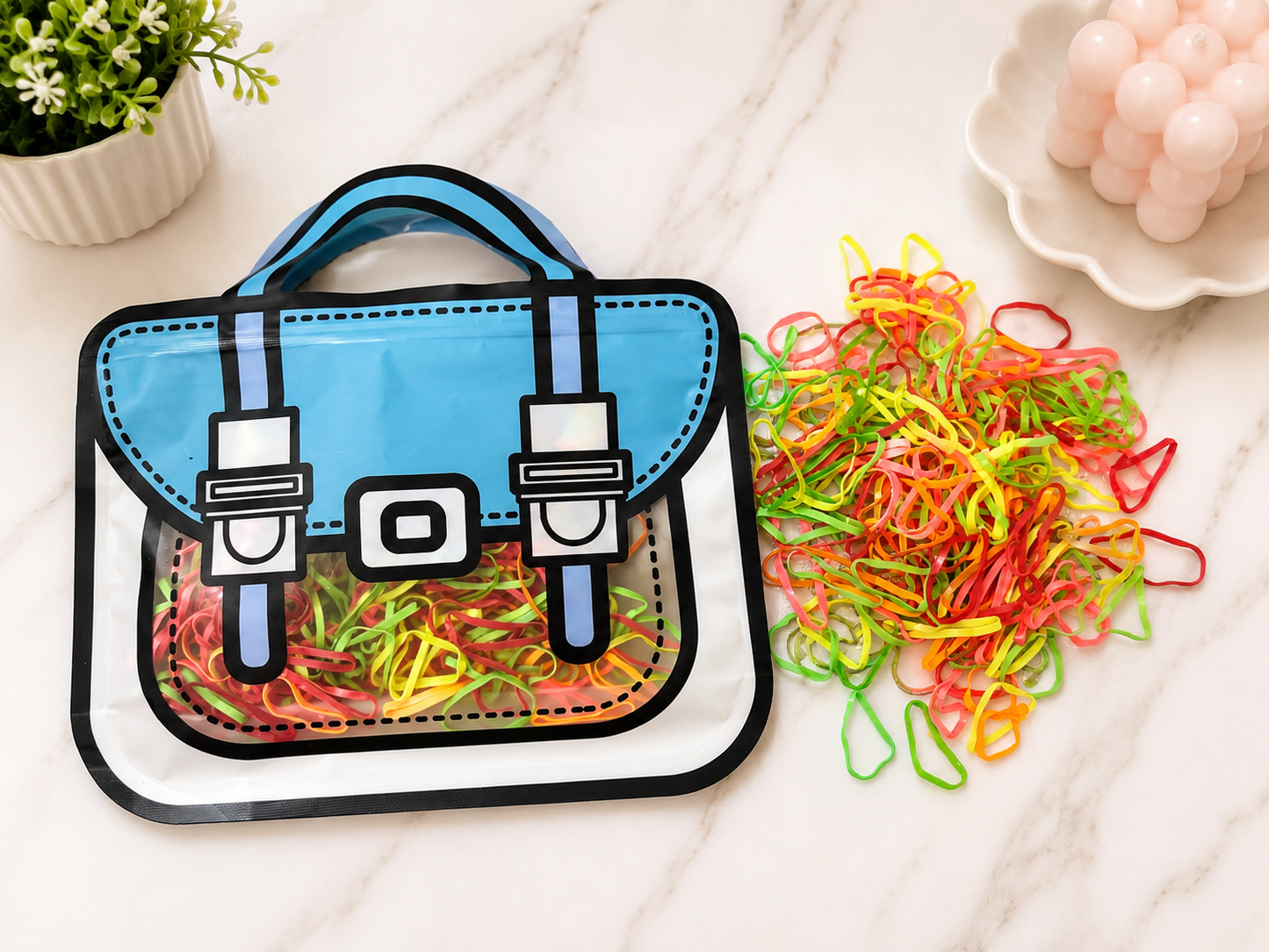 Cute Cartoon Rubber Band Storage Pouch – Mini Handbag Organizer for Kids