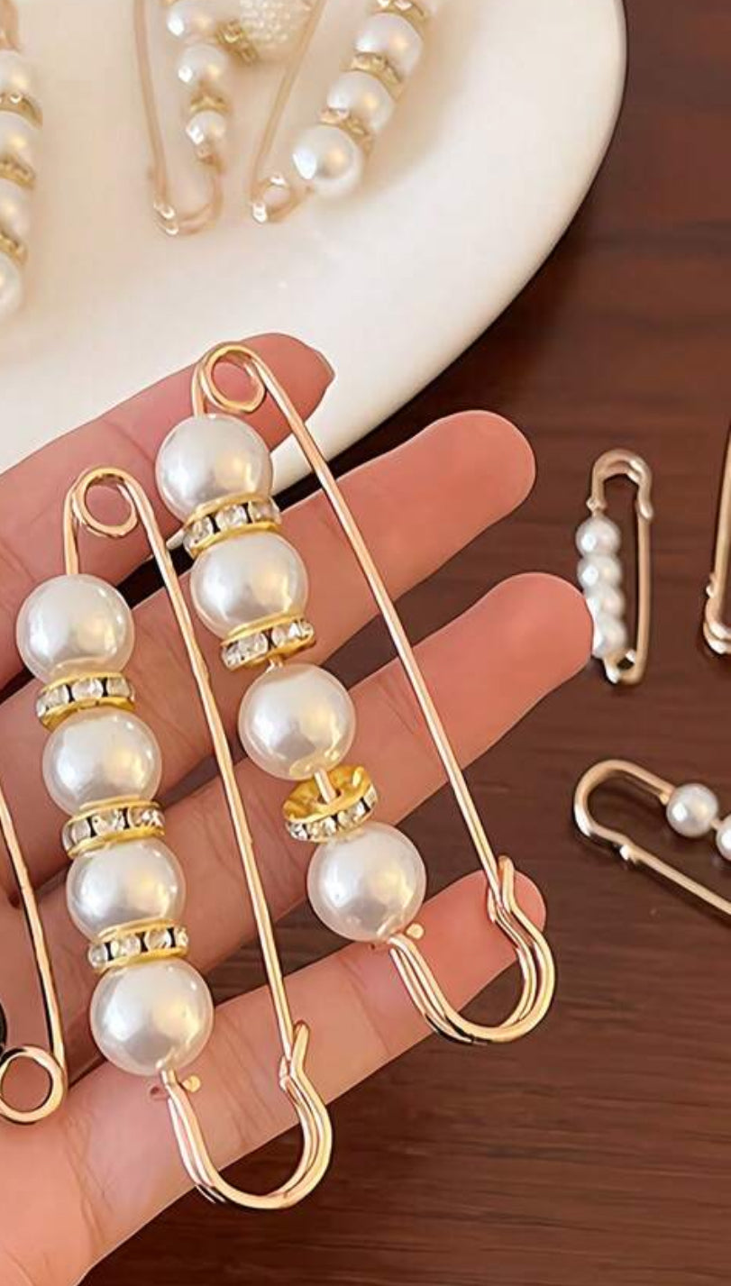 2pcs Pearl Waist Clip Pearl Shawl Buckle Suitable For Sweaters, Dresses, Skirts, And Jeans, Anti Glare Brooch Waist Clip Buckle, Daily Wear, Home Decoration, Waist Circumference Reduction Artifact
