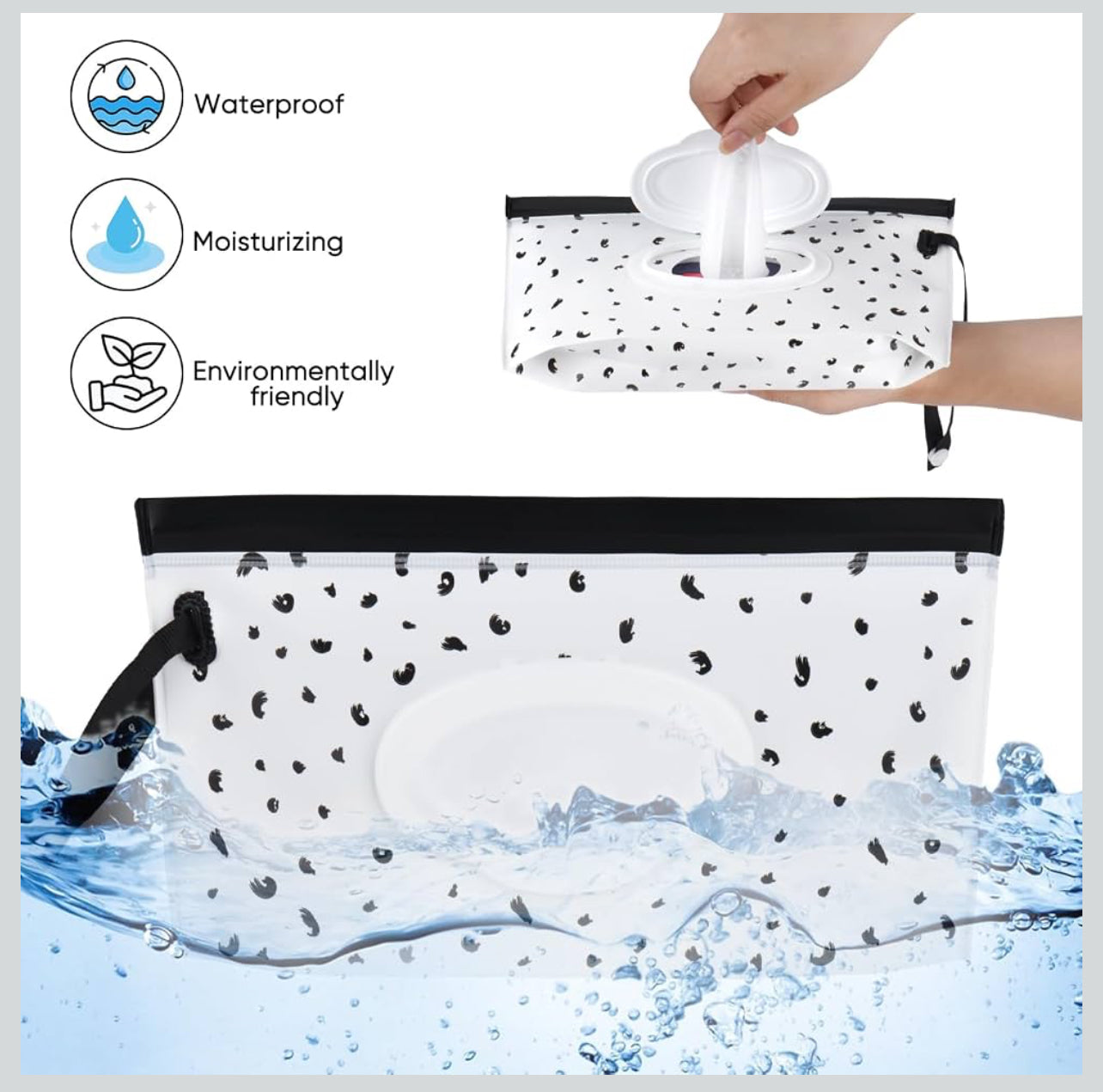 1pc Portable Baby Wet Wipes Bag, Flip-Top Lid, Self-Sealing Wet Tissue Dispenser, Hand/Face/Tissue Storage Box For Outdoor Travel Baby Shower Family Decorations Gifts