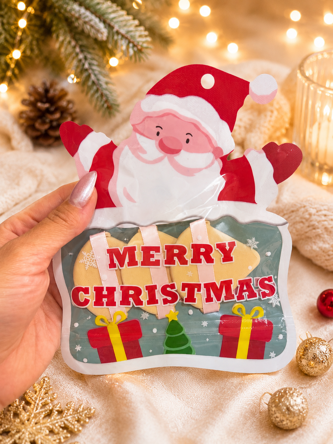 Christmas Santa Makeup Powder Puff Set – 3 Pieces